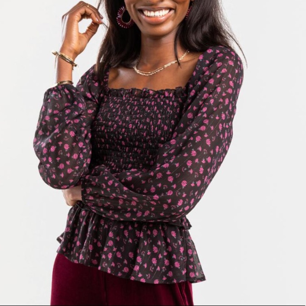 Floral Smocked Puff Sleeve Top